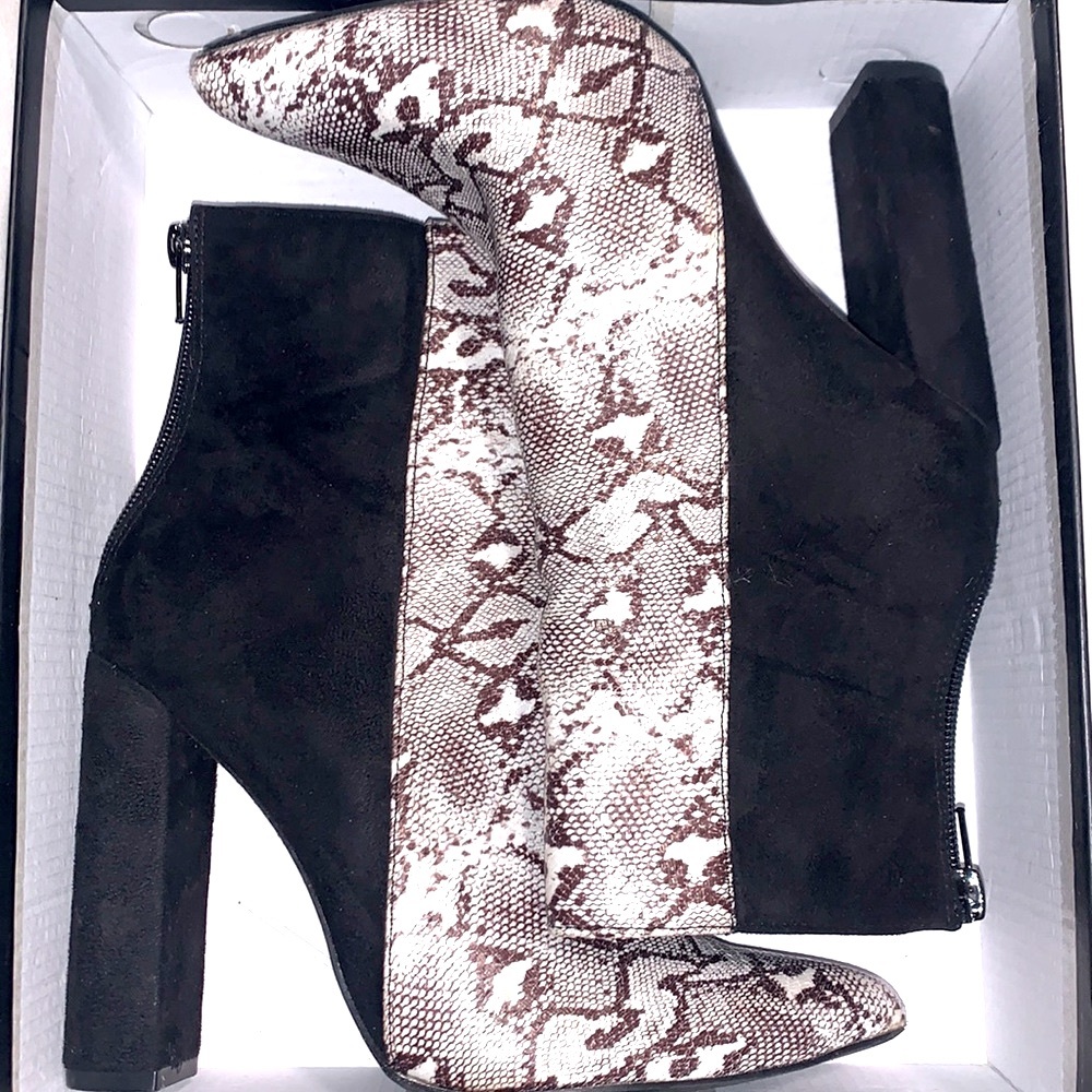 Snakeskin Black Suede Booties